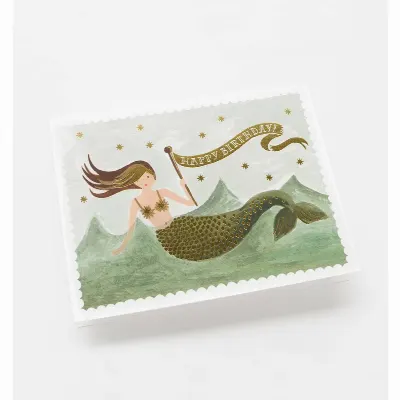 Kort med kuvert, Vintage Mermaid Birthday