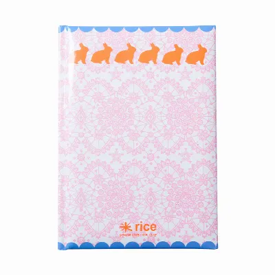 A5 Notebook, Pink lace with Rabbits