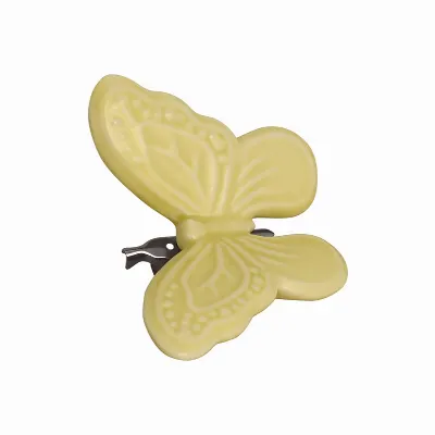 Butterfly ornament, Pale yellow w/clip