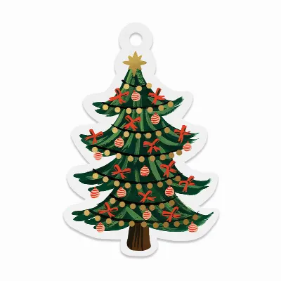 Set med 8 st gift tags, Christmas Tree Die-Cut
