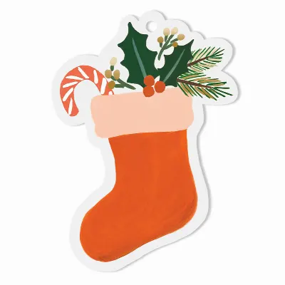 Set med 8 st gift tags, Stocking Die-Cut