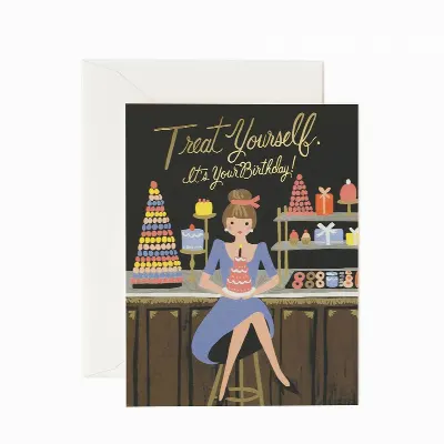 Kort med kuvert, Treat Yourself Birthday Card