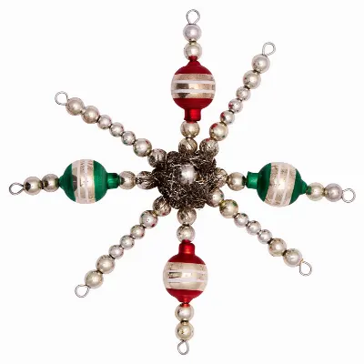 Glass pearl ornament Snowflake, Silver small