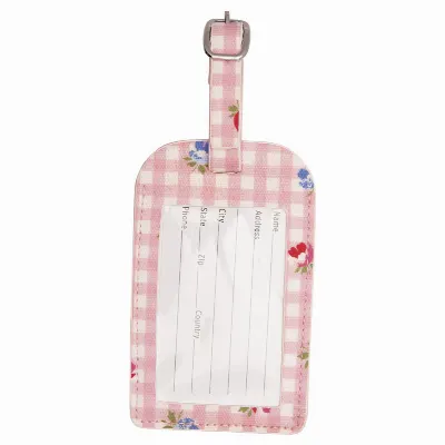 Luggage tag Viola check, Pale pink