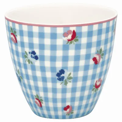 Lattemugg Viola check, Pale blue