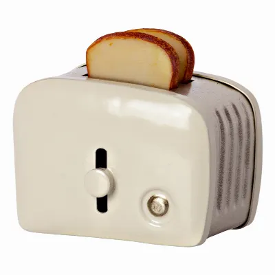 Miniature toaster & bread - Off white