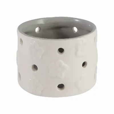 Candle holder Flower, White inside grey extra small