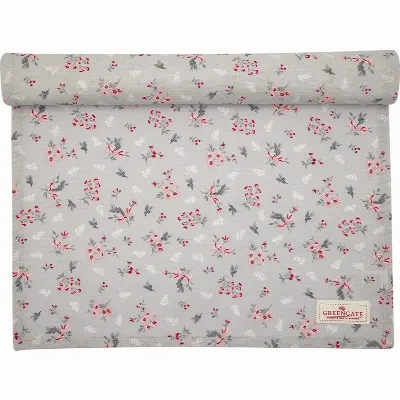 Table runner Emberly, Pale grey