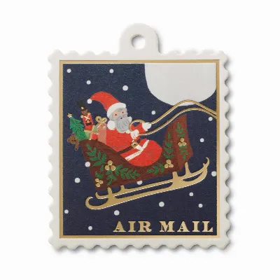 Set med 8 st gift tags, Santa Air Mail