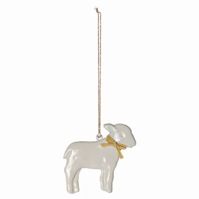 Metal ornament, Lamb - Yellow