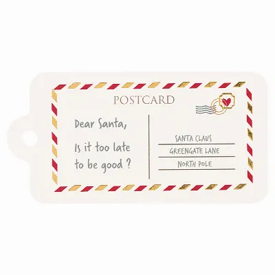 Gift tag Xmas letter, White 6 pcs