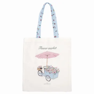 Bag cotton Portia flowers, White