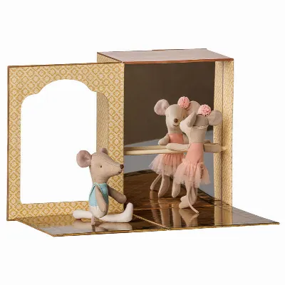 Ballet mice in dance studio, Little sister and brother