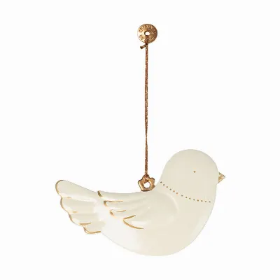 Metal ornament, Bird - Off white/Gold