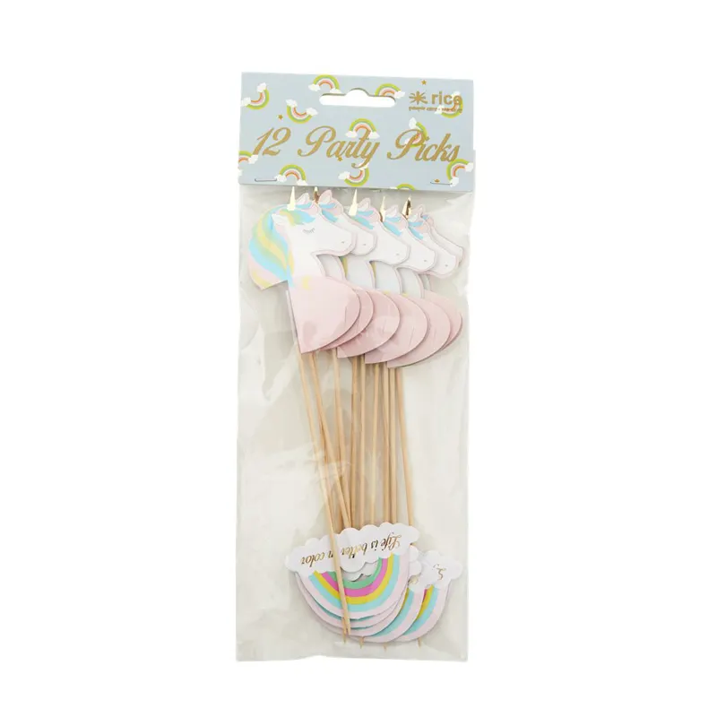 Party sticks in unicorn and rainbow shape