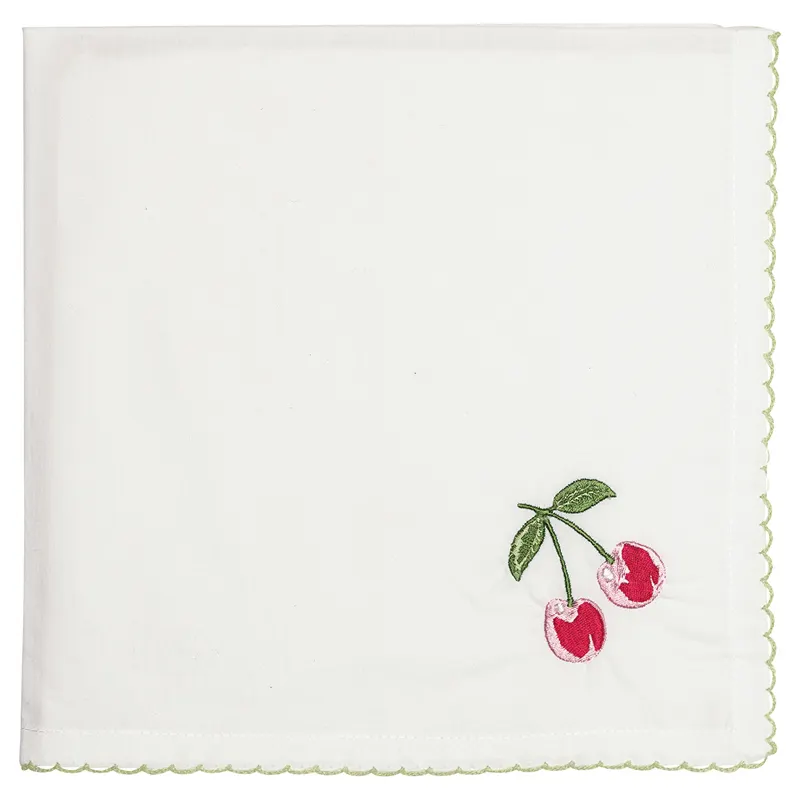 Servett Cherry, Red w/embroidery