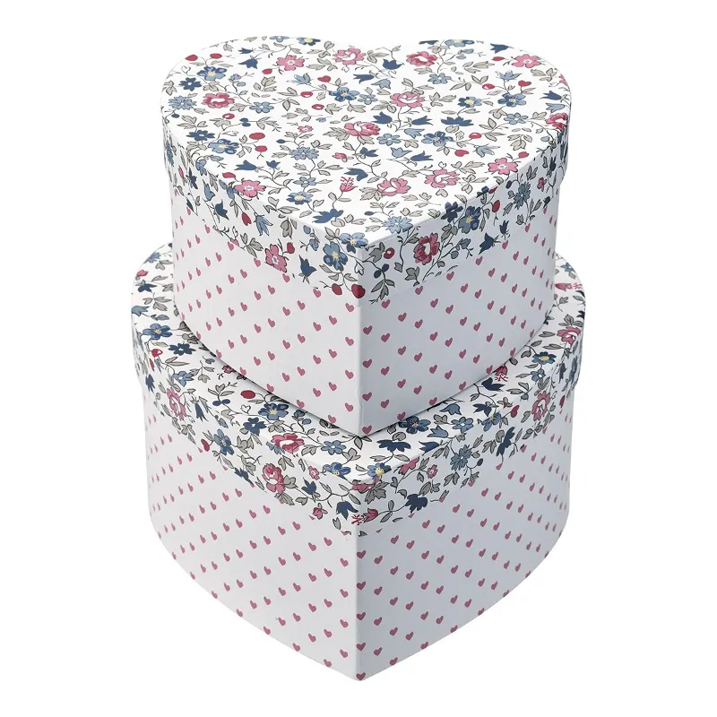 Storage box heart Ruby, Petit white set of 2