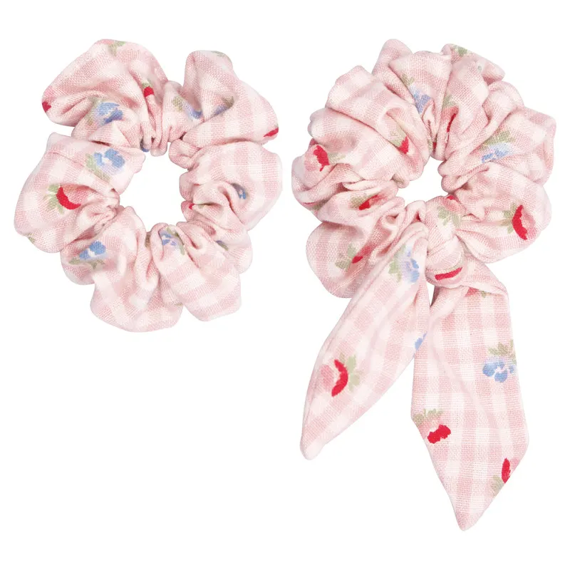 Scrunchie Viola check, Pale pink set of 2 pcs
