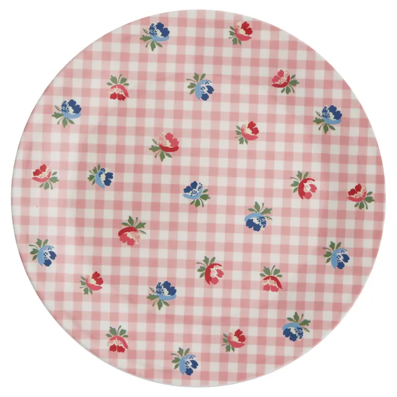 Plate Viola check, Pale pink