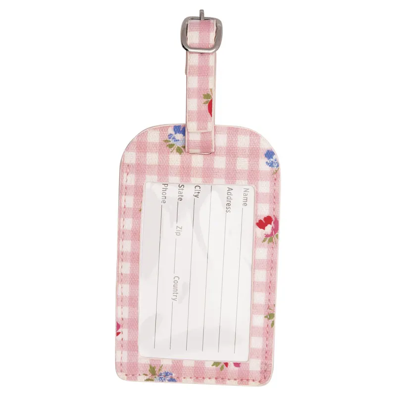 Luggage tag Viola check, Pale pink