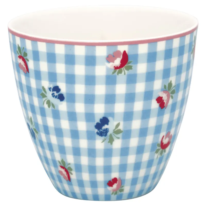 Lattemugg Viola check, Pale blue