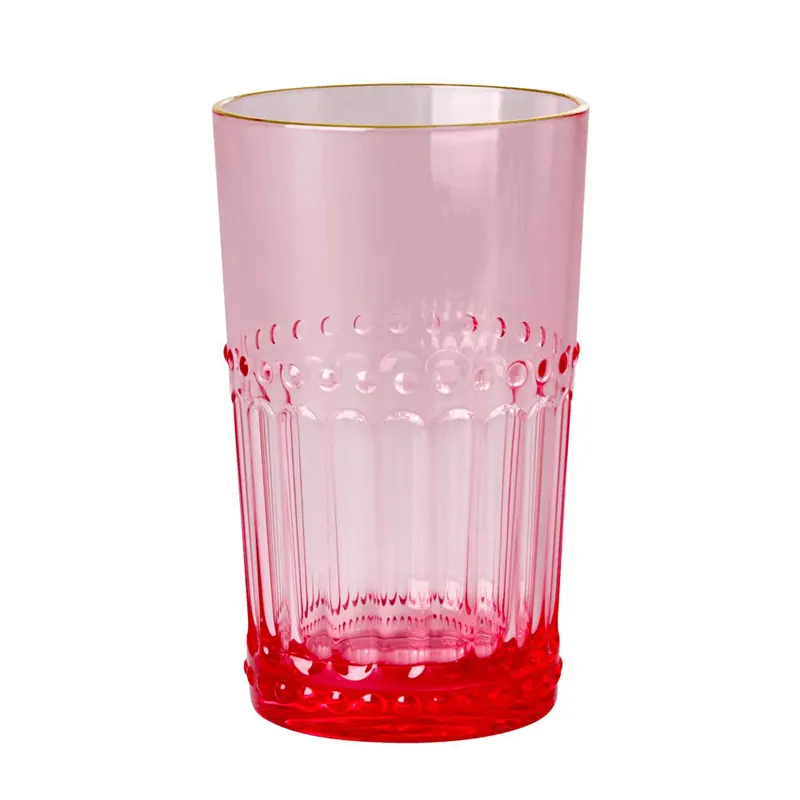 Acrylic Tumbler in Pink with Gold Edge, Small