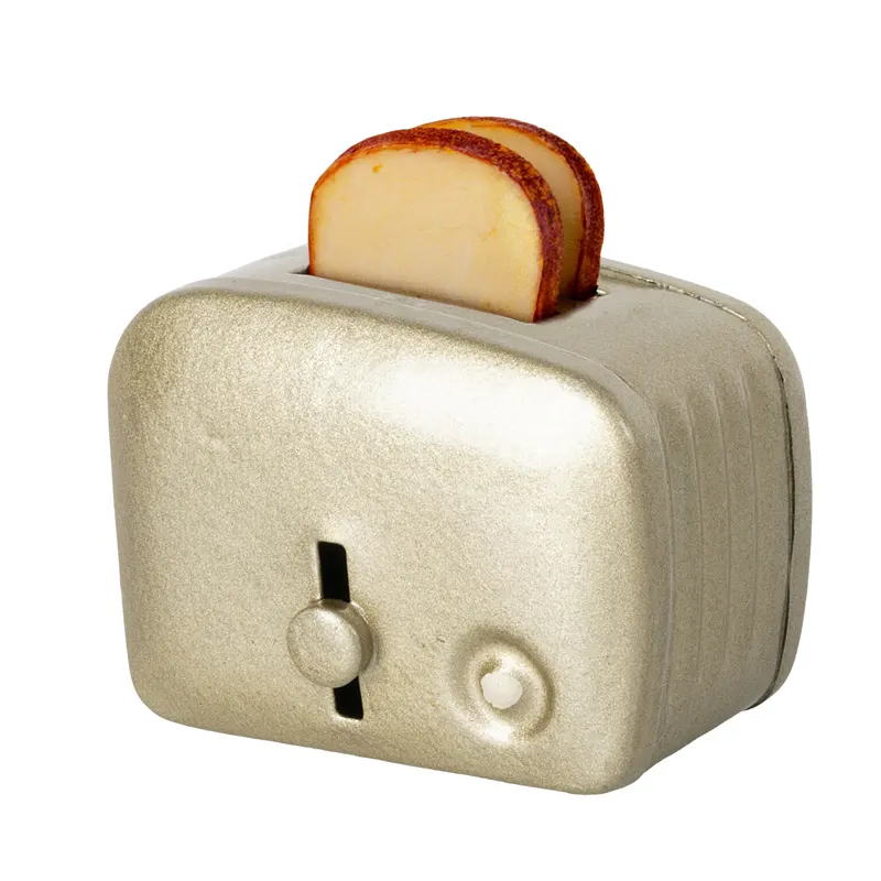 Miniature toaster & bread - Silver