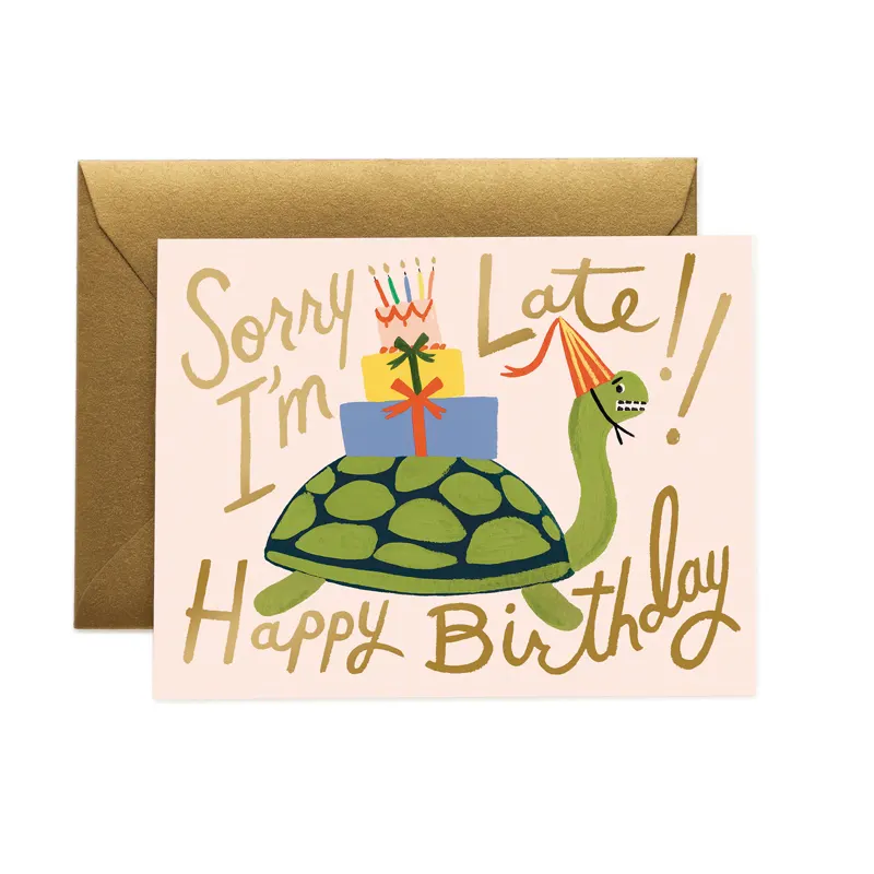 Kort med kuvert, Turtle Belated Birthday Card