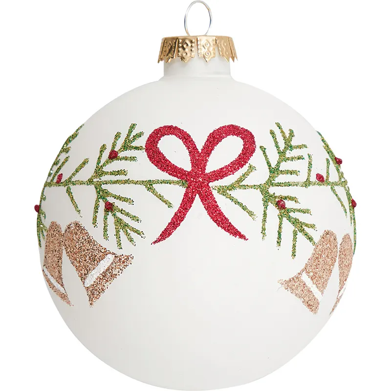 Ball glass Abella wreath, White