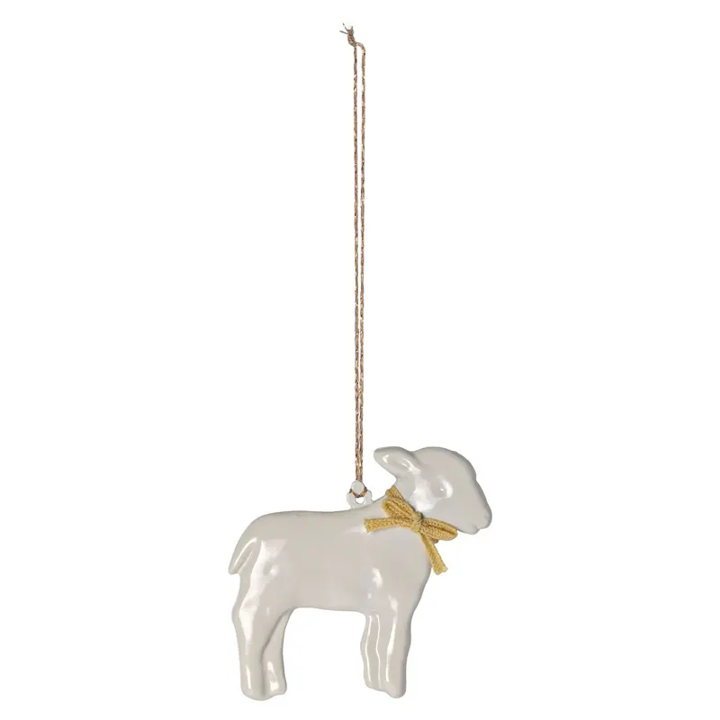 Metal ornament, Lamb - Yellow