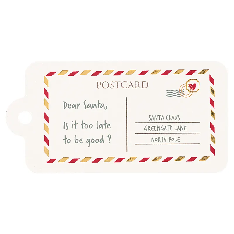 Gift tag Xmas letter, White 6 pcs