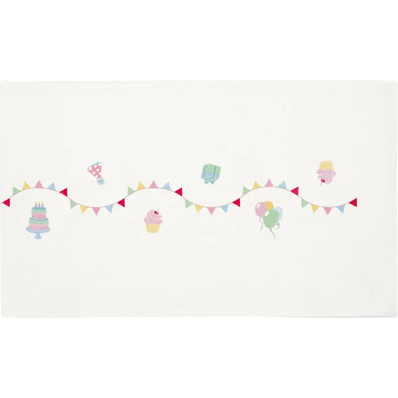 Table runner Birthday, White w emb