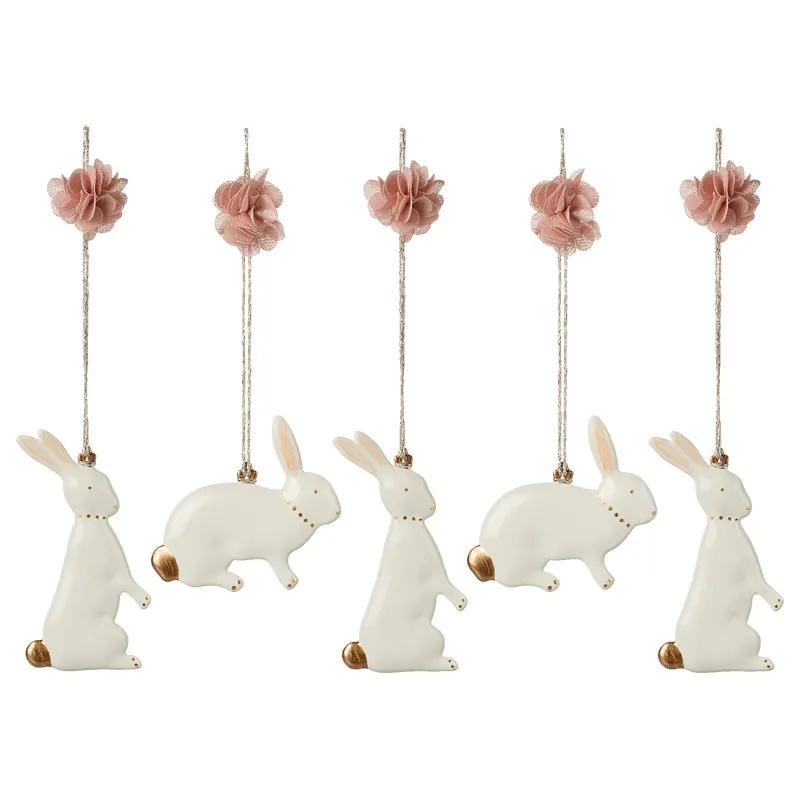 Metal ornaments, Easter bunny 5 pcs.