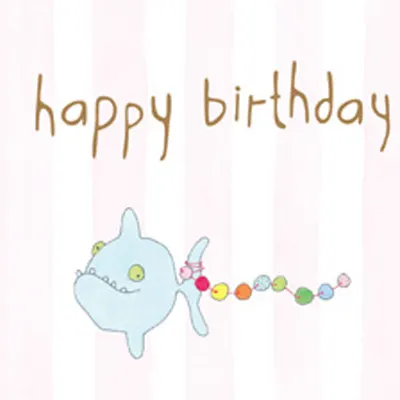 Kort Axel, Happy Birthday fisk rosa rand