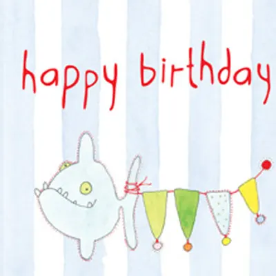 Kort Axel, Happy Birthday fisk blå rand